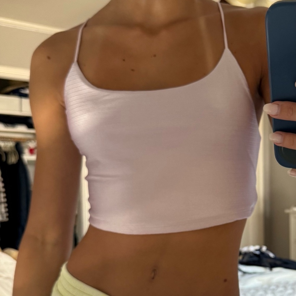 Lilac Ribbed Crop Top with Cross Back